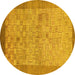 Round Abstract Yellow Modern Rug, abs1622yw