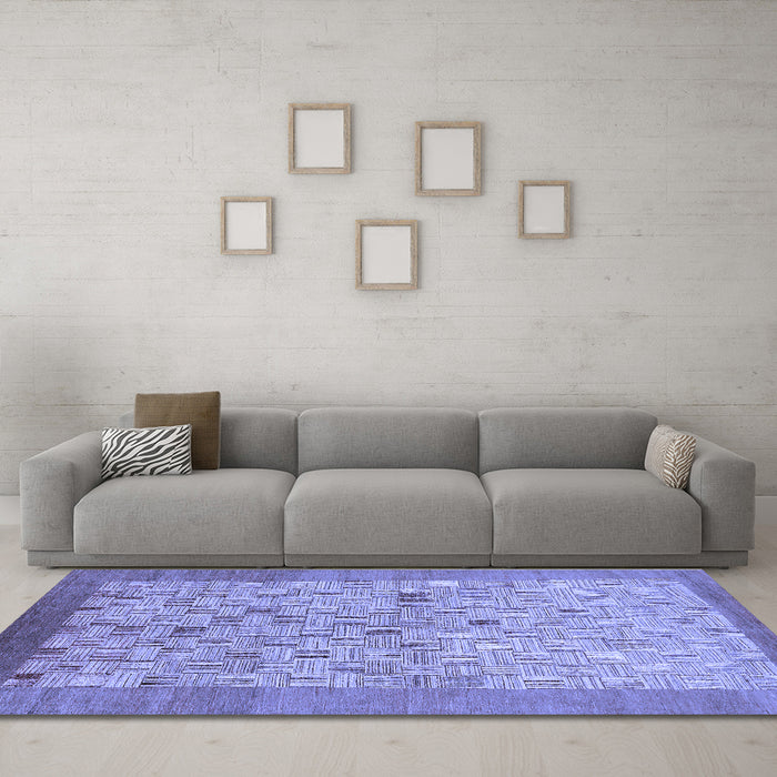 Machine Washable Abstract Blue Modern Rug in a Living Room, wshabs1622blu