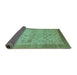 Sideview of Abstract Turquoise Modern Rug, abs1622turq