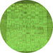 Round Machine Washable Abstract Green Modern Area Rugs, wshabs1622grn