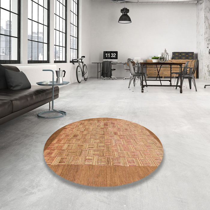 Round Abstract Sedona Brown Modern Rug in a Office, abs1622
