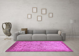 Machine Washable Abstract Purple Modern Area Rugs in a Living Room, wshabs1622pur