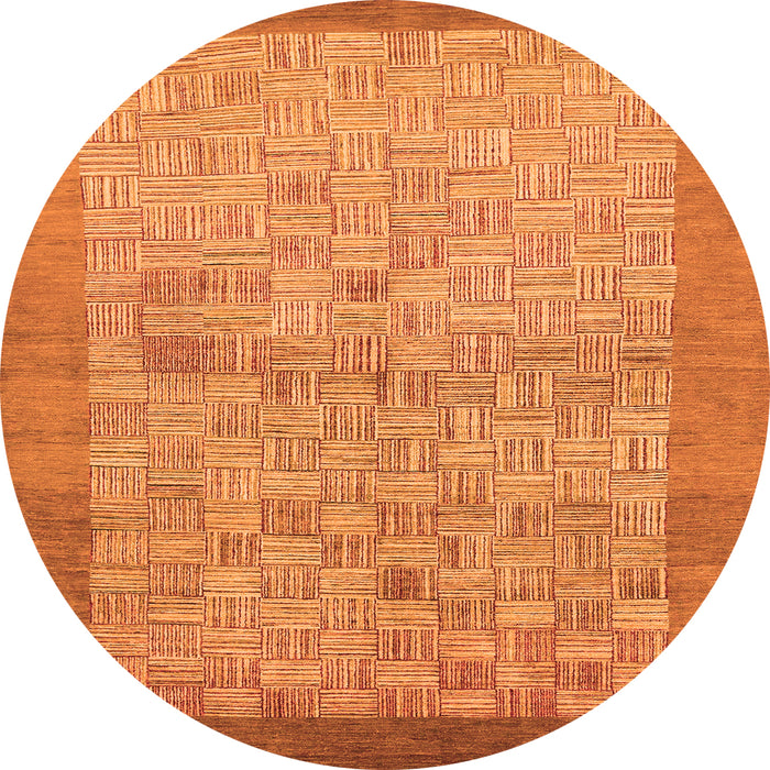 Round Machine Washable Abstract Orange Modern Area Rugs, wshabs1622org