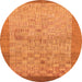 Round Machine Washable Abstract Orange Modern Area Rugs, wshabs1622org