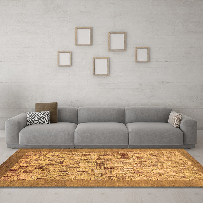 Machine Washable Abstract Brown Modern Rug in a Living Room,, wshabs1622brn