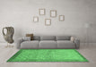 Machine Washable Abstract Emerald Green Modern Area Rugs in a Living Room,, wshabs1622emgrn