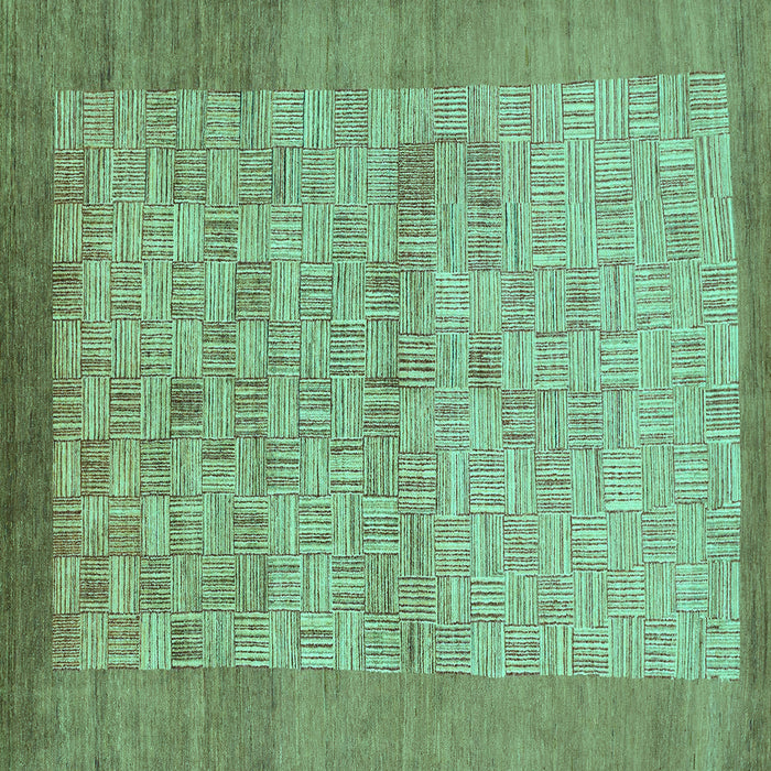 Square Machine Washable Abstract Turquoise Modern Area Rugs, wshabs1622turq