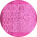 Round Machine Washable Abstract Pink Modern Rug, wshabs1622pnk