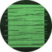 Round Machine Washable Abstract Emerald Green Modern Area Rugs, wshabs1623emgrn