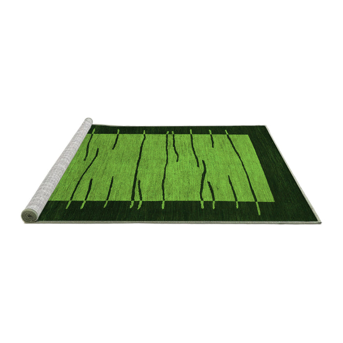 Sideview of Machine Washable Abstract Green Modern Area Rugs, wshabs1623grn