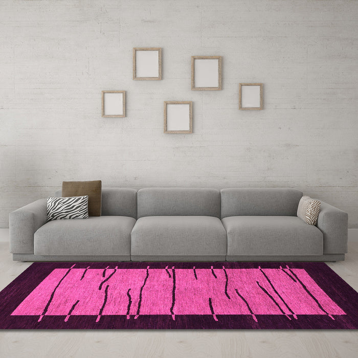 Machine Washable Abstract Pink Modern Rug in a Living Room, wshabs1623pnk