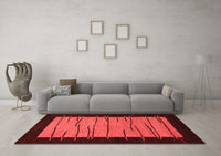 Machine Washable Abstract Red Modern Rug, wshabs1623red