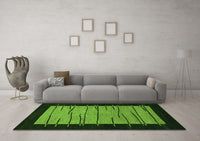 Machine Washable Abstract Green Modern Rug, wshabs1623grn