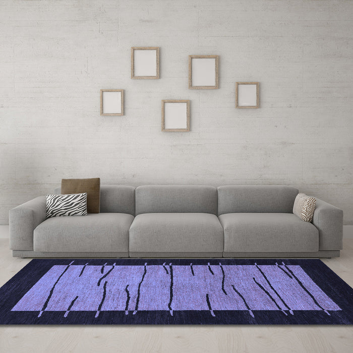 Machine Washable Abstract Blue Modern Rug in a Living Room, wshabs1623blu