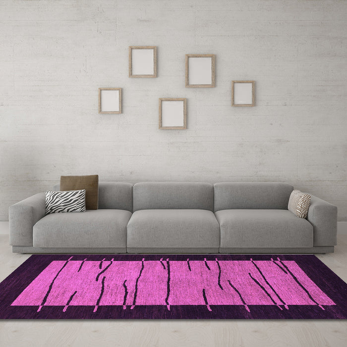 Machine Washable Abstract Purple Modern Area Rugs in a Living Room, wshabs1623pur