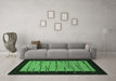 Machine Washable Abstract Emerald Green Modern Area Rugs in a Living Room,, wshabs1623emgrn