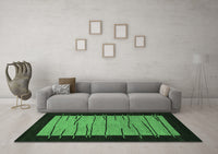 Machine Washable Abstract Emerald Green Modern Rug, wshabs1623emgrn