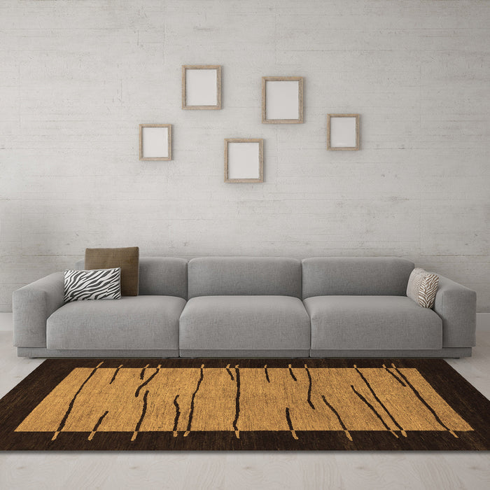 Machine Washable Abstract Brown Modern Rug in a Living Room,, wshabs1623brn