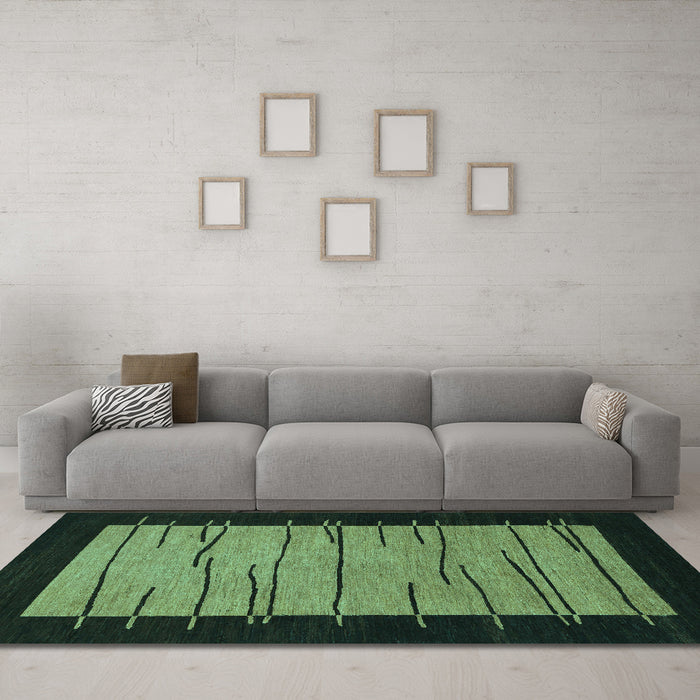 Machine Washable Abstract Turquoise Modern Area Rugs in a Living Room,, wshabs1623turq