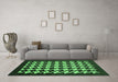 Machine Washable Abstract Emerald Green Modern Area Rugs in a Living Room,, wshabs1624emgrn