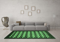 Machine Washable Abstract Emerald Green Modern Rug, wshabs1624emgrn