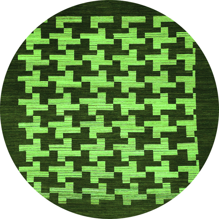 Round Machine Washable Abstract Green Modern Area Rugs, wshabs1624grn