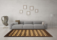 Machine Washable Abstract Brown Modern Rug, wshabs1624brn