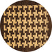 Round Abstract Brown Modern Rug, abs1624brn