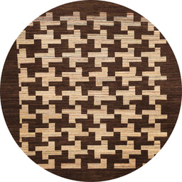 Round Machine Washable Abstract Night Red Rug, wshabs1624