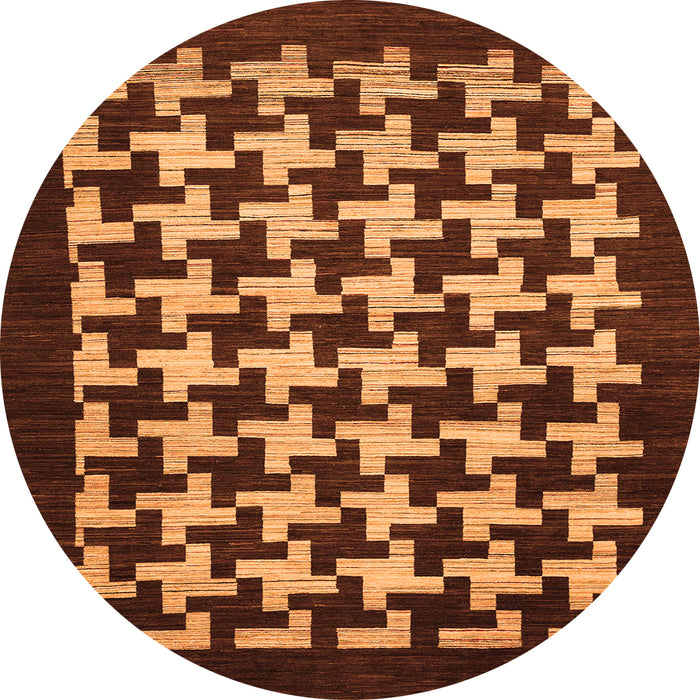 Round Machine Washable Abstract Orange Modern Area Rugs, wshabs1624org