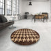 Round Abstract Red Modern Rug in a Office, abs1624