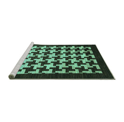 Sideview of Machine Washable Abstract Turquoise Modern Area Rugs, wshabs1624turq