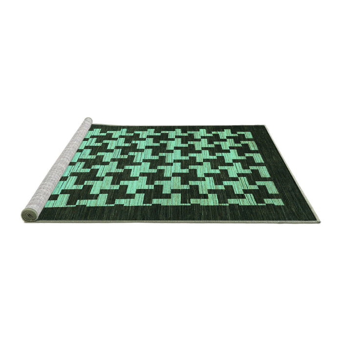 Sideview of Machine Washable Abstract Turquoise Modern Area Rugs, wshabs1624turq