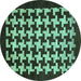 Round Machine Washable Abstract Turquoise Modern Area Rugs, wshabs1624turq