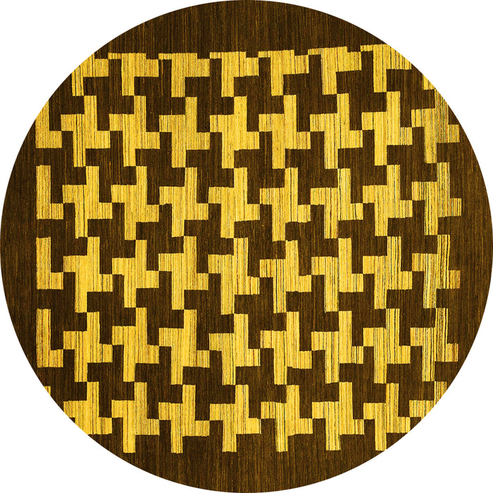 Round Machine Washable Abstract Yellow Modern Rug, wshabs1624yw