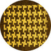 Round Machine Washable Abstract Yellow Modern Rug, wshabs1624yw