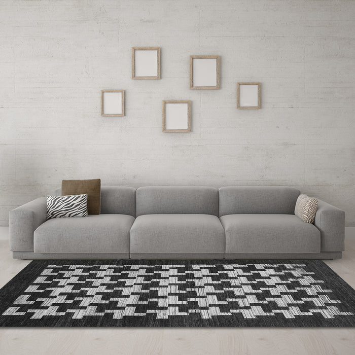 Machine Washable Abstract Gray Modern Rug in a Living Room,, wshabs1624gry