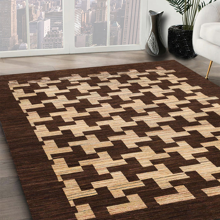 Abstract Red Modern Rug in Family Room, abs1624