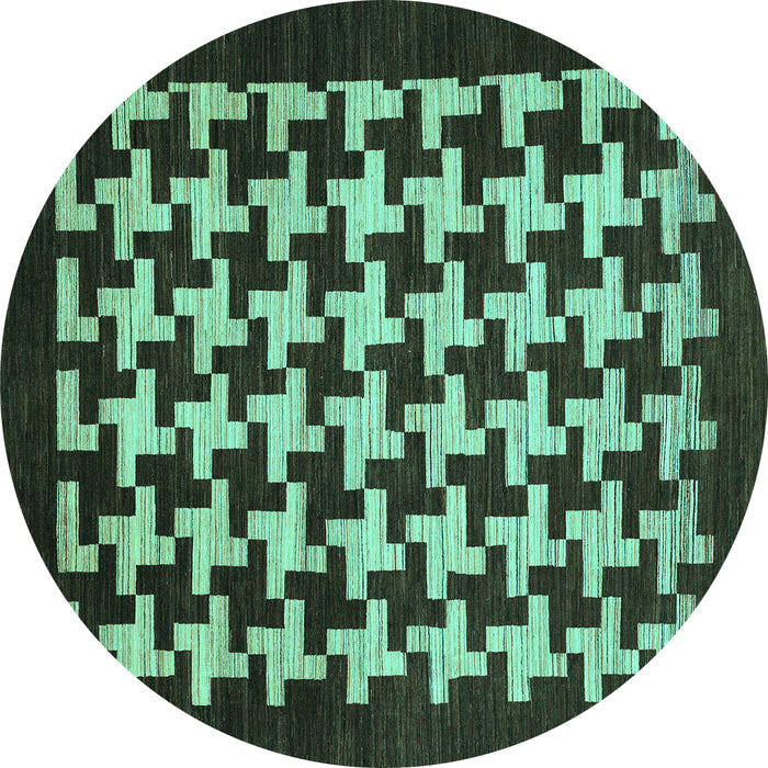Round Abstract Turquoise Modern Rug, abs1624turq