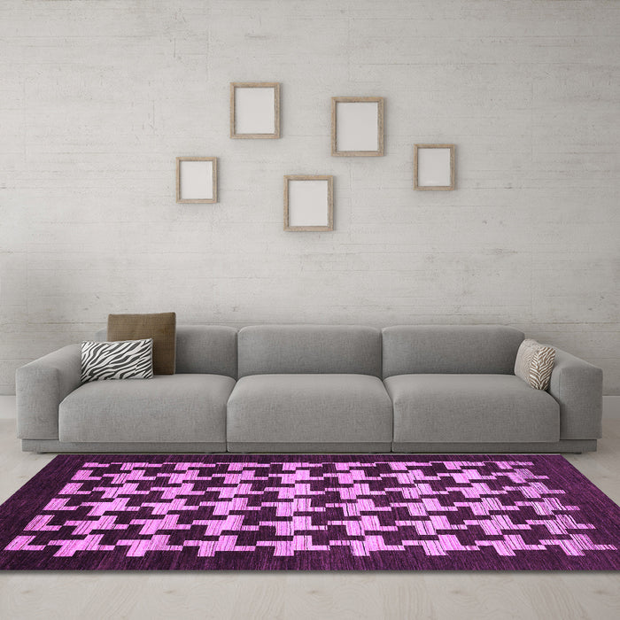 Machine Washable Abstract Purple Modern Area Rugs in a Living Room, wshabs1624pur