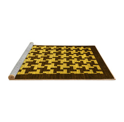 Sideview of Machine Washable Abstract Yellow Modern Rug, wshabs1624yw