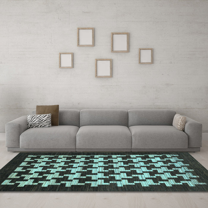 Machine Washable Abstract Light Blue Modern Rug in a Living Room, wshabs1624lblu