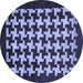 Round Abstract Blue Modern Rug, abs1624blu