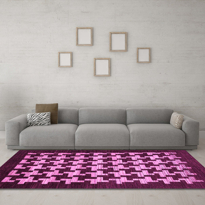 Machine Washable Abstract Pink Modern Rug in a Living Room, wshabs1624pnk