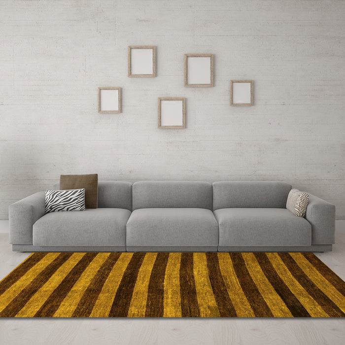 Machine Washable Abstract Yellow Modern Rug in a Living Room, wshabs1625yw