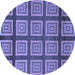 Round Abstract Blue Modern Rug, abs1626blu