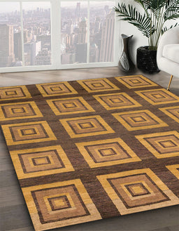 Abstract Saddle Brown Modern Rug in Family Room, abs1626