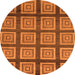 Round Machine Washable Abstract Orange Modern Area Rugs, wshabs1626org