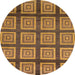 Round Abstract Saddle Brown Modern Rug, abs1626