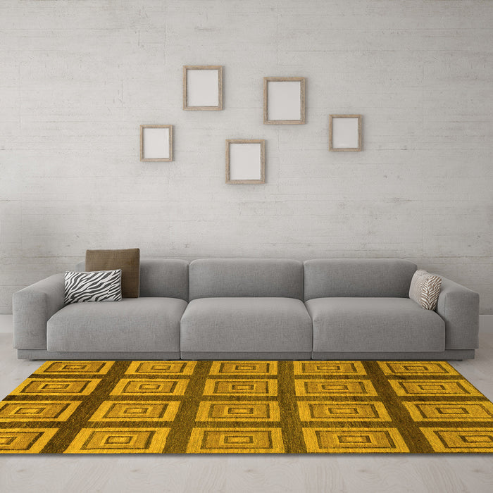 Machine Washable Abstract Yellow Modern Rug in a Living Room, wshabs1626yw